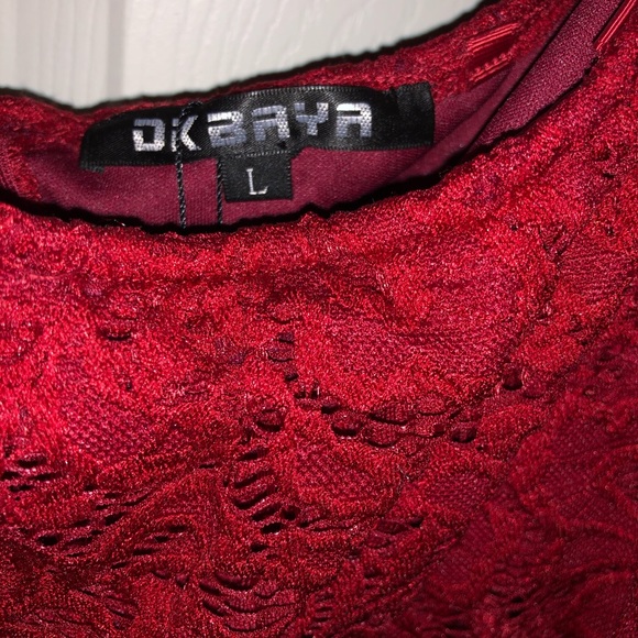 NEW DKBAYA RED FLORAL LACE OFF SHOULDER DRESS NWT - Picture 6 of 6